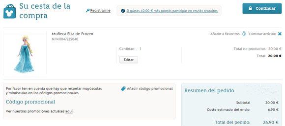 Código promocional shopDisney